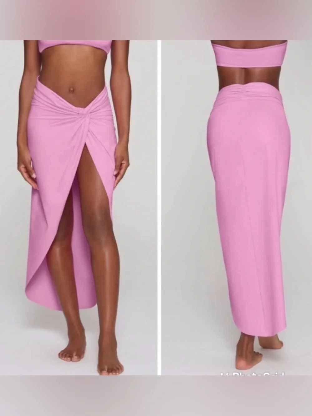 SKIMS Hot Pink Twist-Front Sarong Swim Skirt